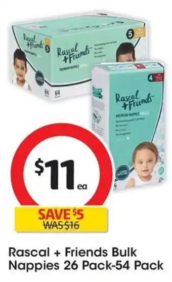 Coles Rascal + Friends Bulk Nappies 26 Pack-54 Pack offer