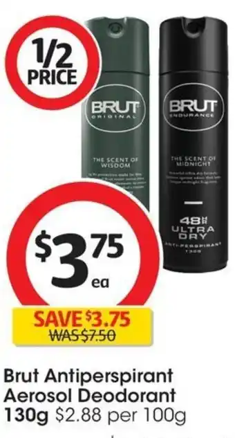 Coles Brut Antiperspirant Aerosol Deodorant 130g offer