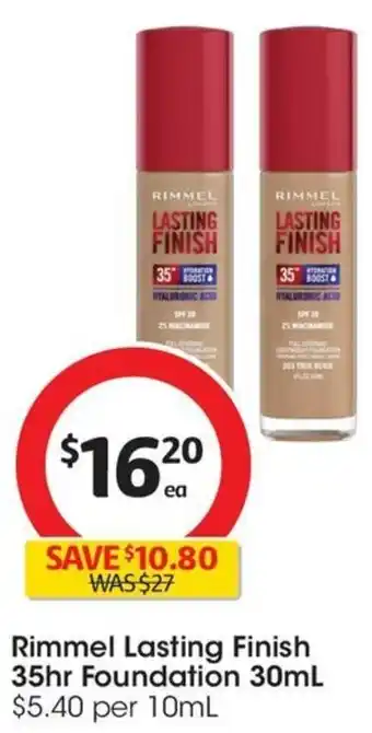 Coles Rimmel Lasting Finish 35hr Foundation 30mL offer