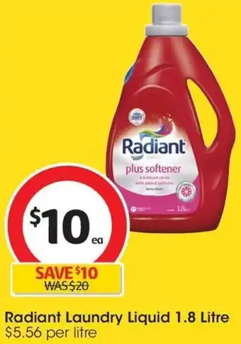 Coles Radiant Laundry Liquid 1.8 Litre offer