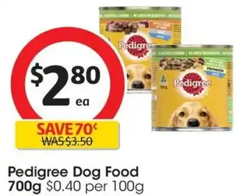 Coles Pedigree Dog Food 700g offer