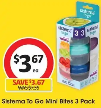 Coles Sistema To Go Mini Bites 3 Pack offer