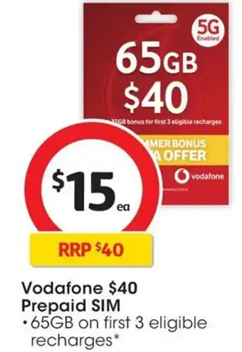 Coles Vodafone Prepaid SIM offer