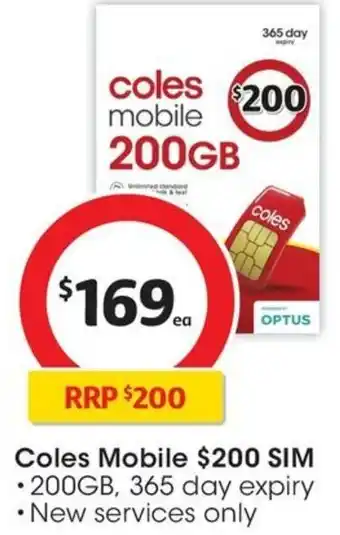 Coles Coles Mobile SIM offer
