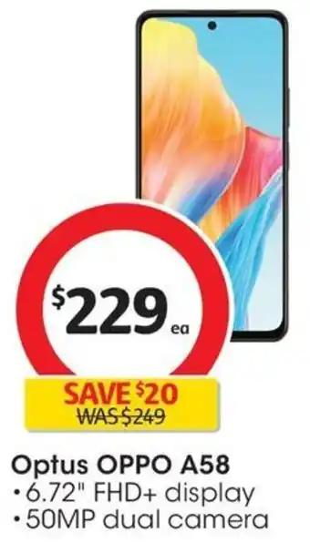 Coles Optus OPPO A58 offer