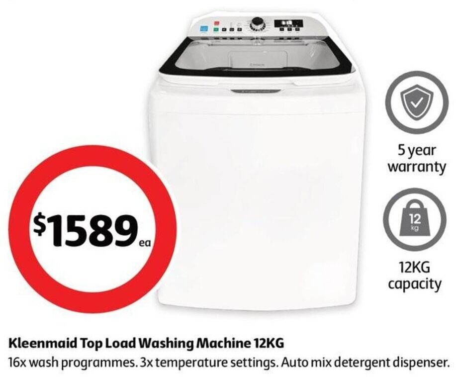 Kleenmaid Top Load Washing Machine 12KG offer at Coles