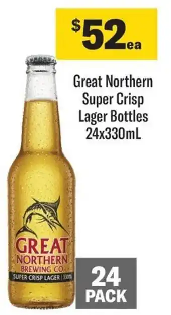 Coles Great Northern Super Crisp Lager Bottles 24x330mL offer