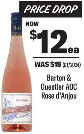 Coles Barton & Guestier AOC Rose d'Anjou offer