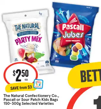 IGA The Natural Confectionery Co., Pascall or Sour Patch Kids Bags 150-300g Selected Varieties offer