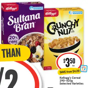 IGA Kellogg's Cereal 290-420g Selected Varieties offer