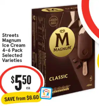 IGA Streets Magnum Ice Cream 4-6 Pack Selected Varieties offer