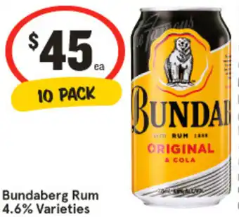 IGA Bundaberg Rum 4.6% Varieties offer