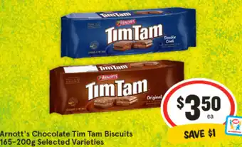 IGA Arnott's Chocolate Tim Tam Biscuits 165-200g Selected Varieties offer