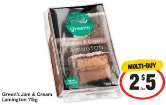 IGA Green's Jam & Cream Lamington 115g offer
