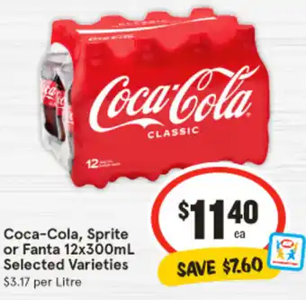IGA Coca-Cola, Sprite or Fanta 12x300mL Selected Varieties offer