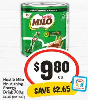 IGA Nestlé Milo Nourishing Energy Drink 700g offer