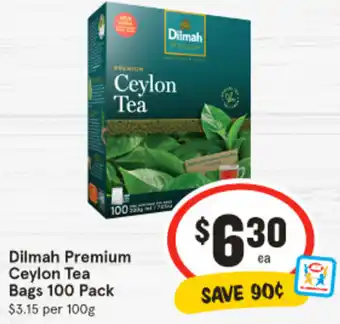 IGA Dilmah Premium Ceylon Tea Bags 100 Pack offer