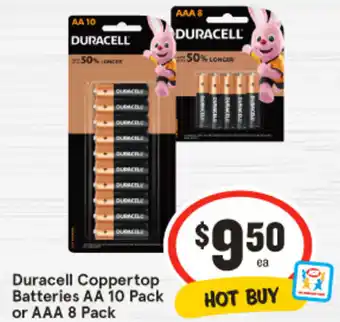 IGA Duracell Coppertop Batteries AA 10 Pack or AAA 8 Pack offer