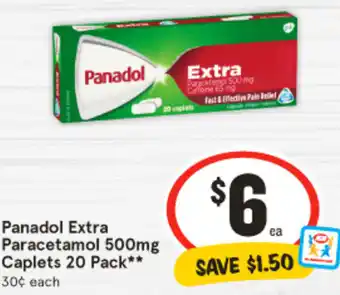 IGA Panadol Extra Paracetamol 500mg Caplets 20 Pack offer