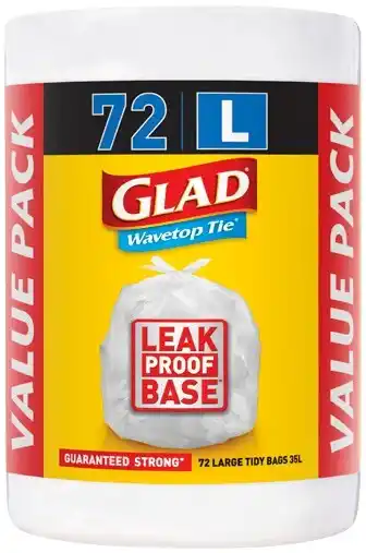 IGA Glad wavetop tie 35 litre large tidy bags 72 value pack offer