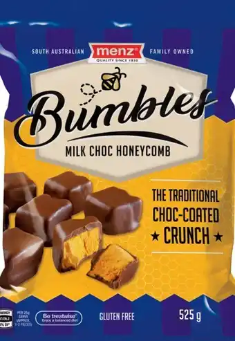 IGA Menz bumbles milk choc honeycomb 525g offer