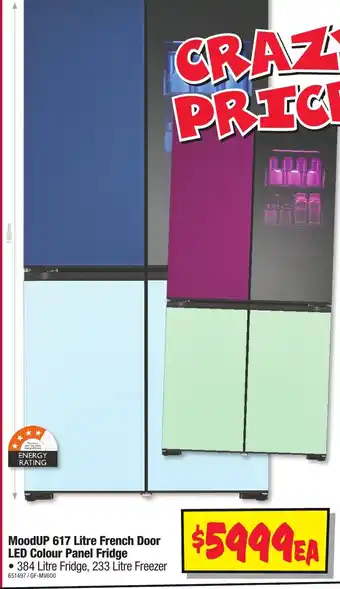 JB Hi-Fi MoodUP 617 Litre French Door LED Colour Panel Fridge offer