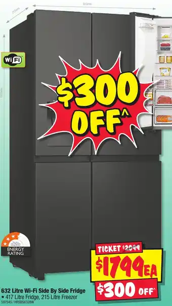 JB Hi-Fi 632 Litre Wi-Fi Side By Side Fridge offer