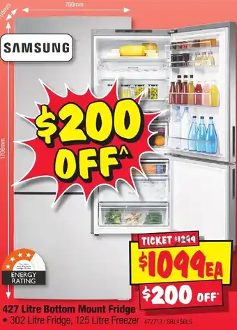 JB Hi-Fi 427 Litre Bottom Mount Fridge offer