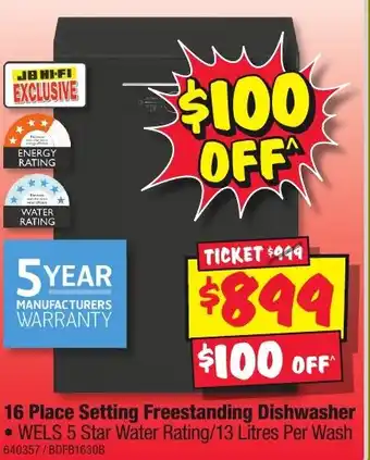 JB Hi-Fi 16 Place Setting Freestanding Dishwasher offer