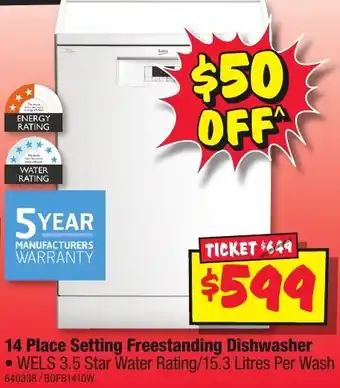 JB Hi-Fi 14 Place Setting Freestanding Dishwasher offer