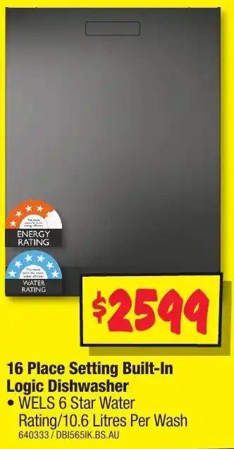 JB Hi-Fi 16 Place Setting Built-In Logic Dishwasher offer