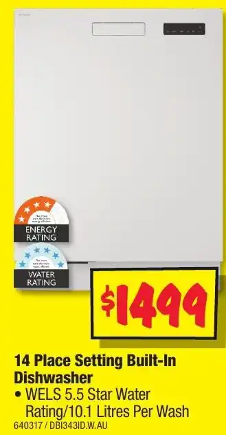 JB Hi-Fi 14 Place Setting Built-In Dishwasher offer