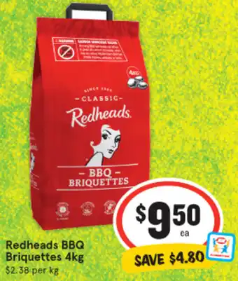 IGA Redheads BBQ Briquettes 4kg offer