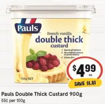 IGA Pauls Double Thick Custard 900g offer
