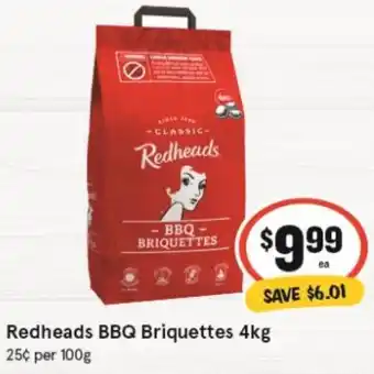 IGA Redheads BBQ Briquettes 4kg offer