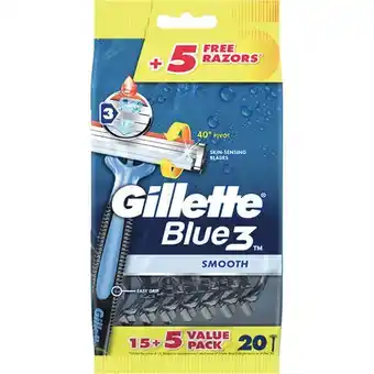 Gillette blue 3 smooth disposable razors pk 20