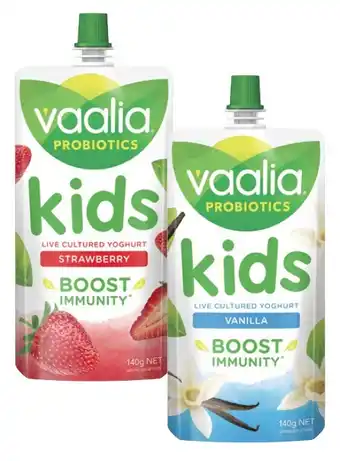 Coles Vaalia kids yoghurt pouch 140g offer