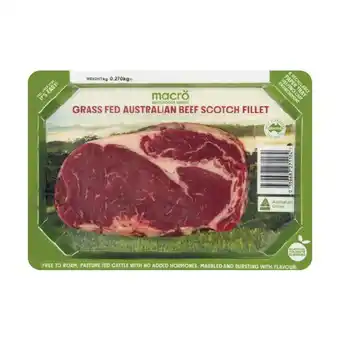 Woolworths Macro grass fed australian beef scotch fillet 270g offer
