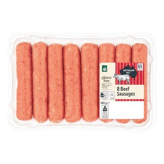 Woolworths beef, pork or chicken sausage or chipolata varieties 600g