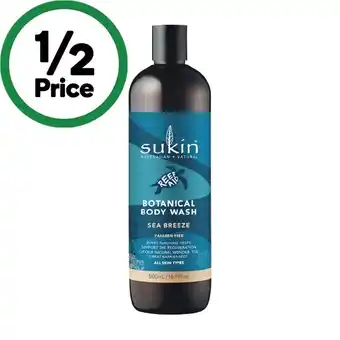Woolworths Sukin botanical body wash 500ml offer