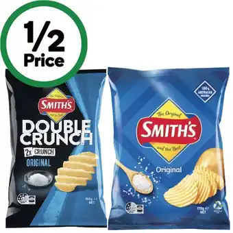 Smith's crinkle cut potato chips 150-170g or smith's double crunch potato chips 150g