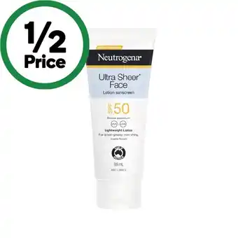 Neutrogena ultra sheer face lotion sunscreen spf50+ 88ml