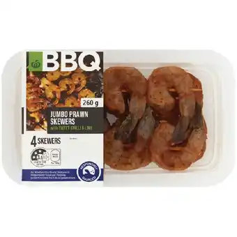 Woolworths Woolworths sweet chilli & lime jumbo prawn skewers 260g offer