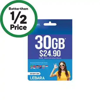Woolworths Lebara $24.90 starter kit offer