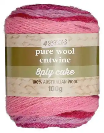 Spotlight 30% off 4 Seasons Pure Wool Entwine Cake 8ply, 100g offer