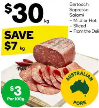 Woolworths Bertocchi Sopressa Salami offer