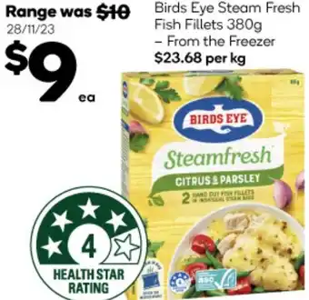 Woolworths Birds Eye Steam Fresh Fish Fillets 380g offer