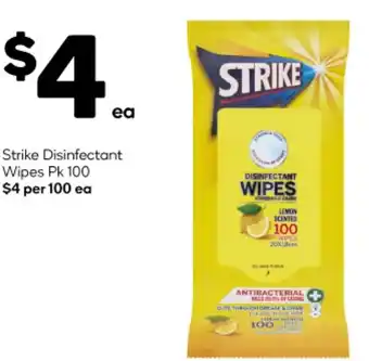Strike Disinfectant Wipes Pk 100