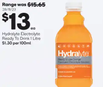 Woolworths Hydralyte Electrolyte Ready To Drink 1 Litre offer