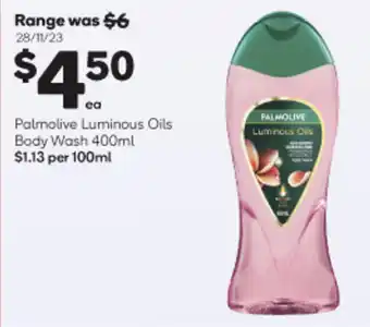 Woolworths Palmolive Luminous Oils Body Wash 400ml offer